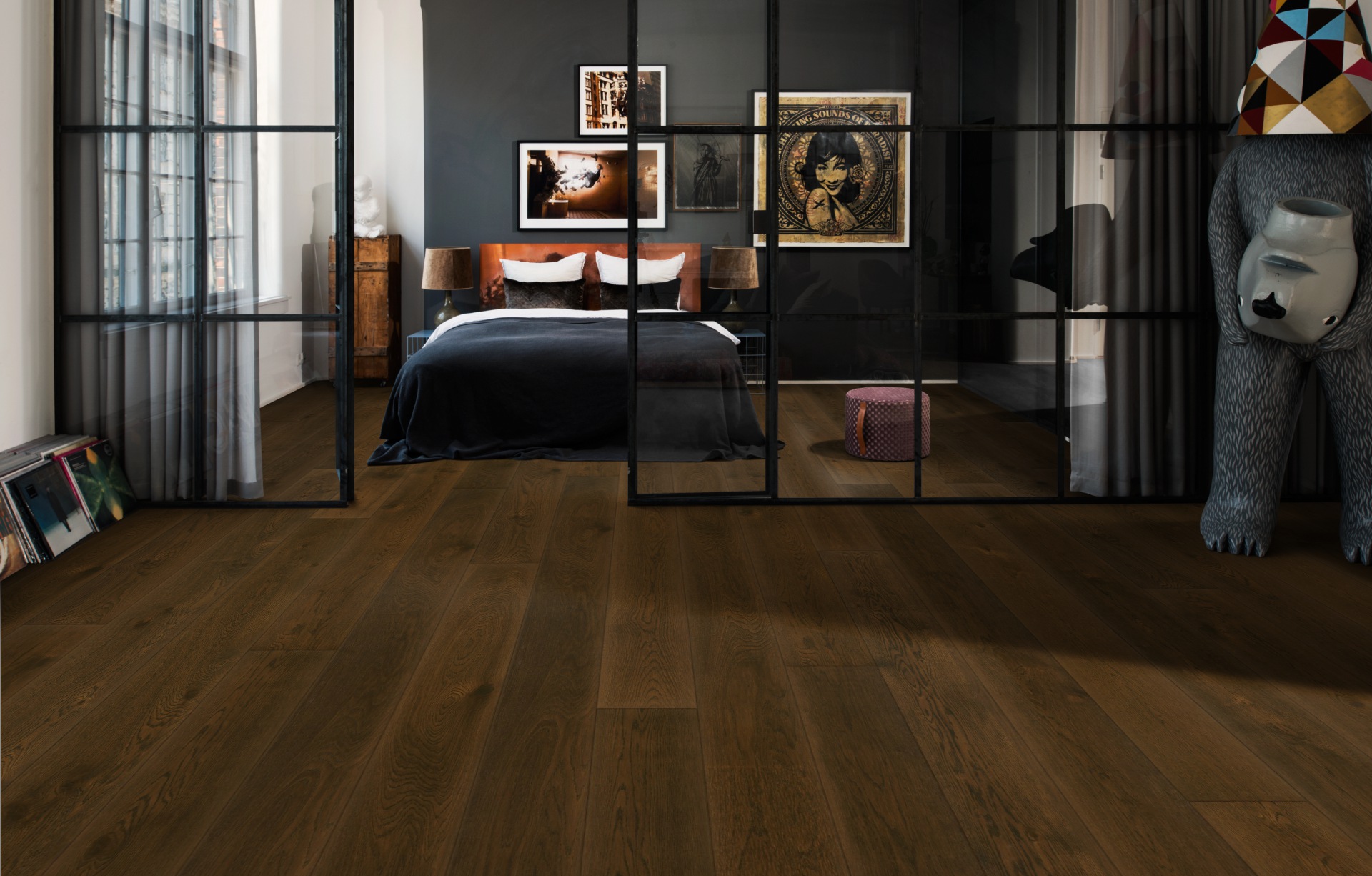 Паркетная доска Kahrs Новая классика Дуб Сепия Nouveau Tawny 151N8AEKA1KW240 Lively 2420×187×15 фото в интерьере